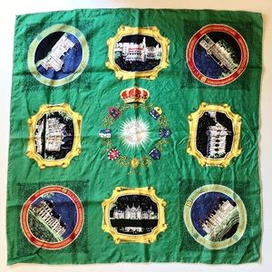 Vintage French Silk Scarf - Chateaux de la Loire